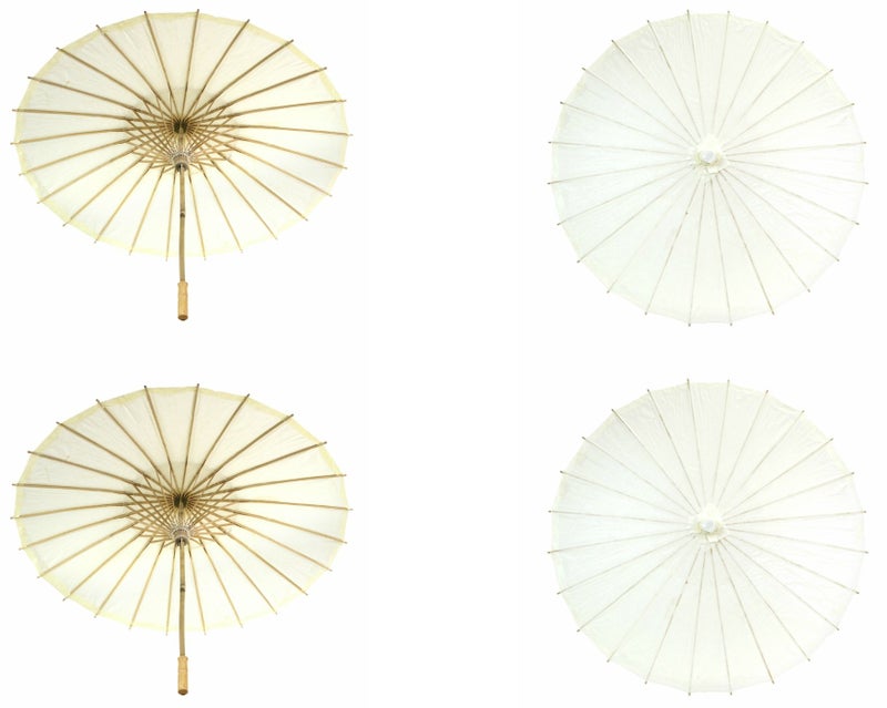 Koyal Wholesale 32" Ivory Paper Parasol Umbrella 4 Pack, Large Paper Umbrella Bulk, Paper Parasol Wedding Umbrellas, Ivory Parasol Umbrella Bridal Party Decor Photo Props, Sun Parasols for Shade - Image 1